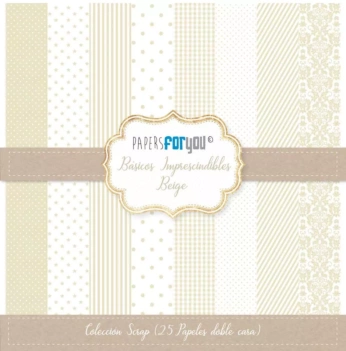 Kit Scrapbooking Les Essentiels Beige PapersForYou 15x15cm