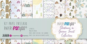 Stoffenpapierpakket Kerst In Kabouterbos PapersForYou 30x30cm