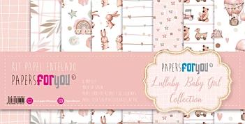 Scrapbooking Fabric Paper Kit Lullaby Baby Girl PapersForYou 30x30cm