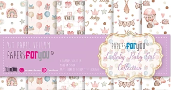 Kit Papers Vellum Lullaby Baby Girl PapersForYou 30x30cm