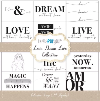 Kit de scrapbooking Love Dream Live PapersForYou 20x20cm