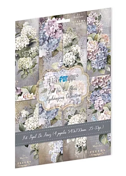 Kit van 4 rijstpapieren Hydrangea's La Vie en Fleurs PapersForYou 54x70cm