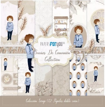 Kit de Scrapbooking Niño Moreno Sueños de Comunión PapersForYou 30x30cm