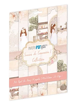 Kit 4 papeles de arroz Niña Morena Fondos Sueños de Comunión PapersForYou 54x33cm