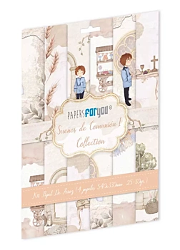 Kit 4 papeles de arroz Niño Moreno Fondos Sueños de Comunión PapersForYou 54x33cm