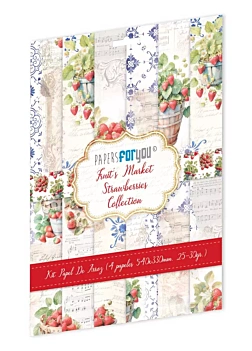 Kit 4 Papeles de Arroz Strawberry Fruits Market PapersForYou 54x33cm