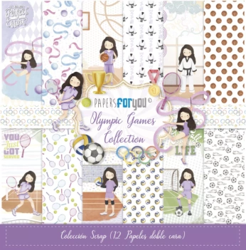 PapersForYou Olympic Games Scrapbooking Set Meisje Bruin 30x30cm