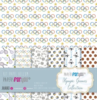 Kit 10 Papeles Vellum Olympic Games PapersForYou 30x30cm