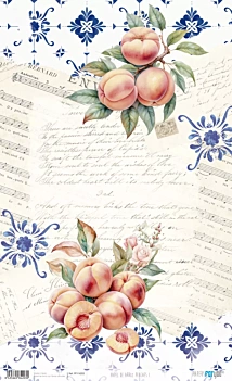 Papel de arroz Pêssegos I Frutas Mercado PapersForYou 54x33cm