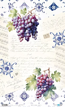 Kit 4 Papeles de Arroz Grapes Fruits Market PapersForYou 54x33cm