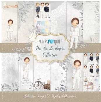 Scrapbookkit Een dag van illusie PapersForYou brunette boy 30x30cm