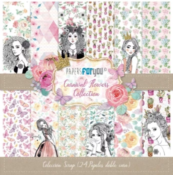 Kit de Scrapbooking Carnival Flowers PapersForYou 15x15cm