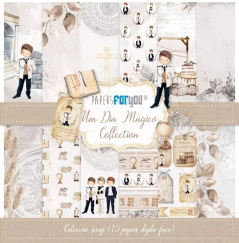 Kit Scrapbooking Un Jour Magique Garçon Brun Portugais PapersForYou 30x30cm