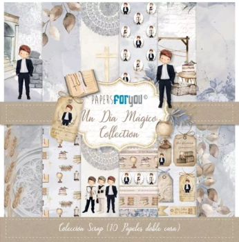 Kit de Scrapbooking 10 Papeles Un Día Mágico Niño #02 PapersForYou 30x30cm