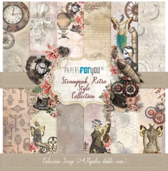 Kit de Scrapbooking Steampunk Retro Style PapersForYou 15x15cm