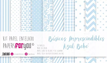 Kit Papel de Tela Básicos Imprescindibles Azul Bebé PapersforYou 30x30cm

