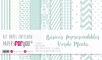 Kit Papel de Tela Básicos Imprescindibles Verde Menta PapersforYou 30x30cm

