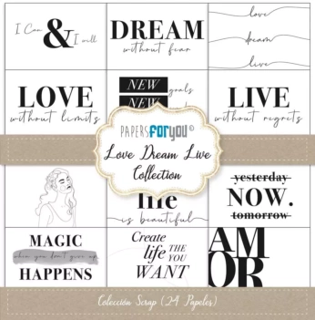 SUPER OFERTA **40%** Kit de Scrapbooking Love Dream Live PapersForYou 17x17cm
