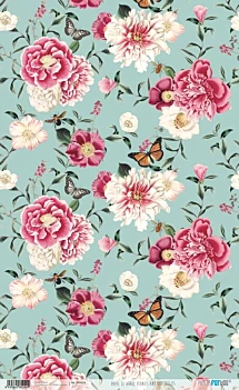 Papel de Arroz Peonías y Mariposas PapersForYou 54x33cm