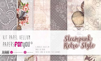 Kit de Papeles Vellum Steampunk Retro Style PapersForYou 30x31cm