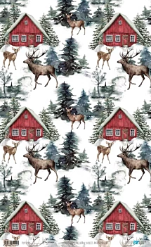 Rice Paper ‘Houses and Reindeers’ by PapersForYou, 54x33cm