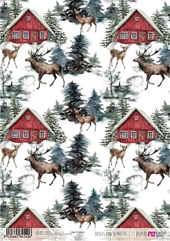 Rice Paper ‘Houses and Reindeers’ by PapersForYou, 30x21cm