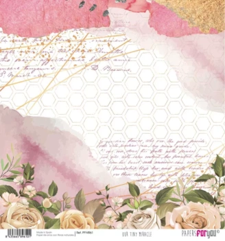 Papel de Arroz Scrap Patrón Colmena y Flores Our Tiny Miracle PapersForYou 30x30cm