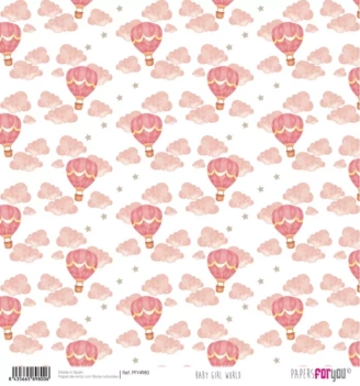 Papel de Arroz Scrap Globos y Nubes Baby Girl World PapersForYou 30x30cm