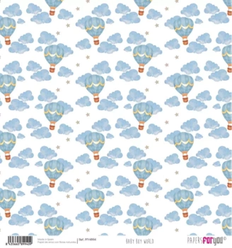 Papel de Arroz Scrap Globos y Nubes Baby Boy World PapersForYou 30x30cm