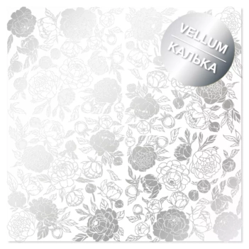 Papel Vellum Peonias Plateadas Fabrika Decoru 30x30cm