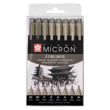 Sakura Pigma Micron Set van 8 Fine Liners

