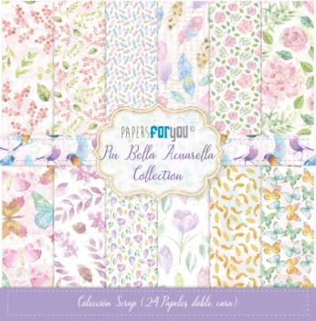 Kit de Scrapbooking Piu Bella Acuarella PapersForYou 20x20cm