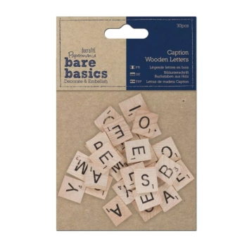 Hölzernes Alphabet Scrabble Gestanzte nackte Grundlagen von DoCrafts