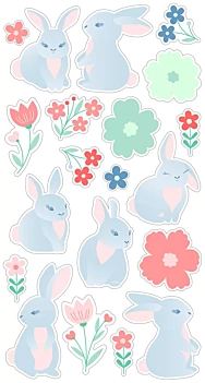 Puffy Stickers Lapins Papillon Artemio