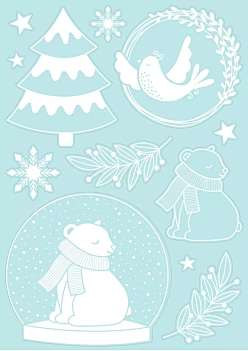 Artemio Let it Snow Repositionierbare Sticker Schneeball und Bären