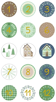 Stickers Advent Calendar Square Home for Christmas Artemio