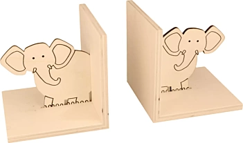 Set of 2 Wooden Bookends Elephant Safari Artemio