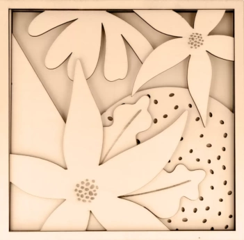 Rahmen mit Holzrelief Design Blumen Farbblock Artemio