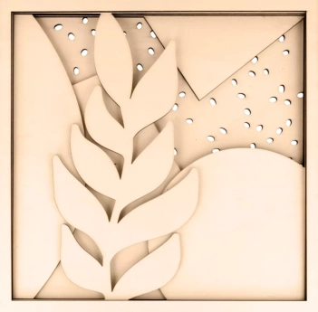 Rahmen mit Holzrelief Design Color Block Leaves Artemio