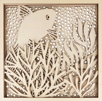 Artemio Corail Houten Lijst met Reliëf Design Koi