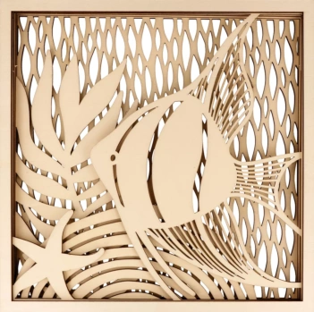 Artemio Corail Houten Lijst met Reliëf Design Vissen