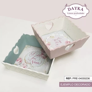 Conjunto 2 Cestos de Madeira + Tecido Dayka