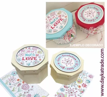 Kit 2 Cajas Octogonales Lazos Love Dayka Trade