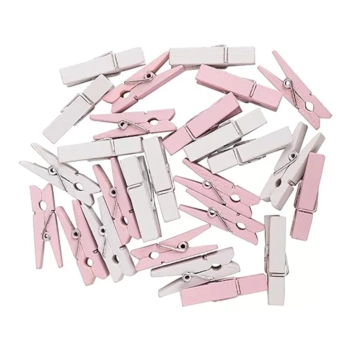 Rayher Set van 26 Houten Knijpers roze en wit