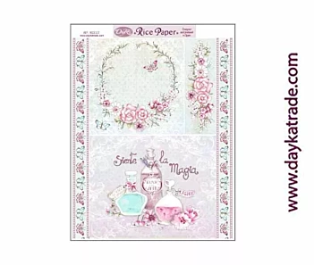 Papel de arroz Fondo Flores con Abuelitos Dayka 22,4x29,5cm