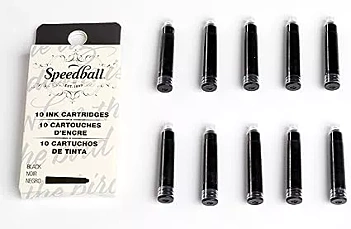 Set of 10 black ink cartridges for Speedball fountain pen