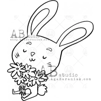 Sello de caucho Hare With Flowers AB Studio