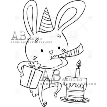 Sello de caucho Birthday Hare AB Studio