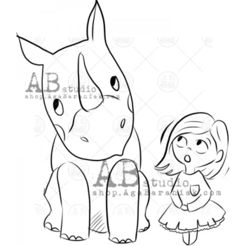 Sello de caucho Rhinoceros Friend #03 AB Studio