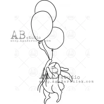 Sello de caucho Bunny With Ballons AB Studio